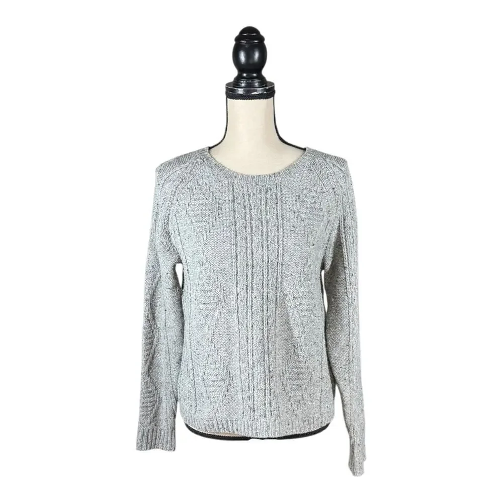 Madewell Palisade Zipper Back Merino Wool Cozy Cable Knit Sweater
